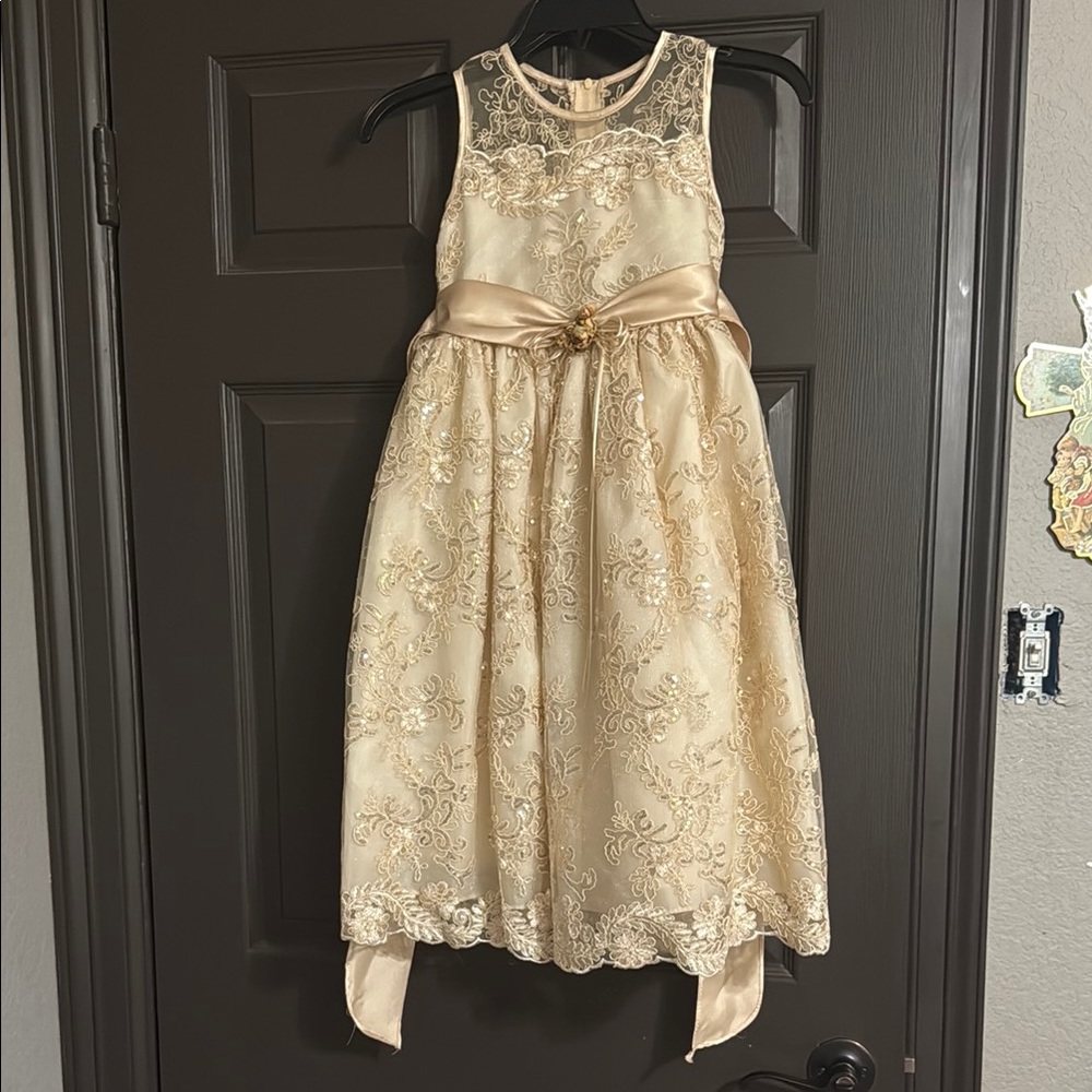 Formal Cream Lace Kids Dress